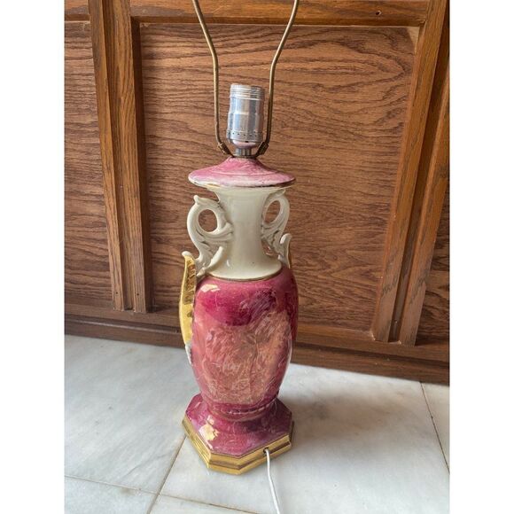 Vintage Hollywood Regency Boudoir Hand Painted Lamps Amphora - Picture 2 of 6